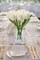 Artificial Tulip Flower White in Clear Vase, Real Touch Foam Tulip Arrangement Suitable for Home Office Decoration, Dining Table Centerpiece